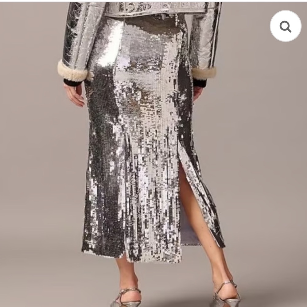 NWT J. Crew Collection Silver Sequin Slip Skirt - 10 - Picture 2 of 8